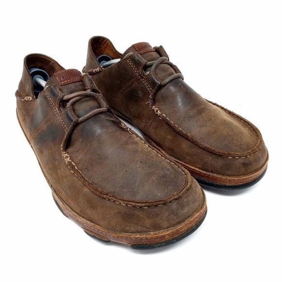 Olukai Ohana Casual Brown Nubuck Leather Lace-Up Shoes - Men's Size 10 - Picture 2 of 8